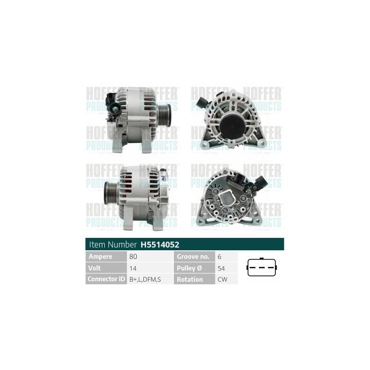 Kintamosios srovės generatorius HOFFER H5514052