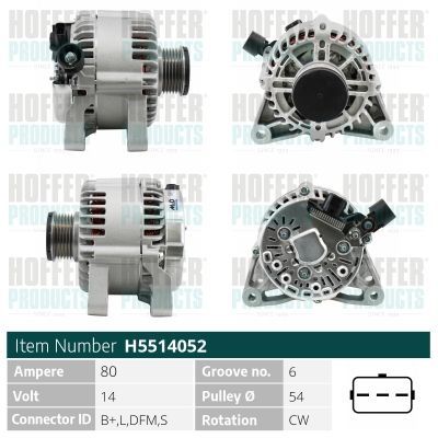 Kintamosios srovės generatorius HOFFER H5514052