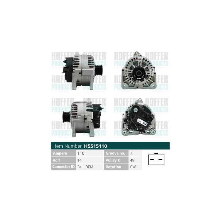 Kintamosios srovės generatorius HOFFER H5515110