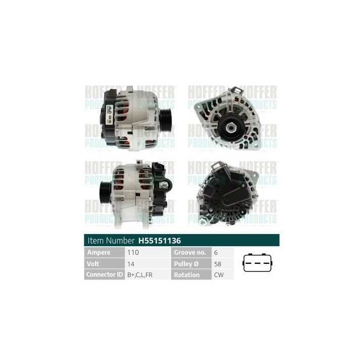 Kintamosios srovės generatorius HOFFER H55151136