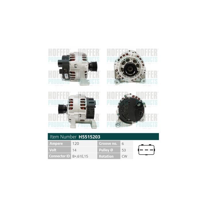 Kintamosios srovės generatorius HOFFER H5515203