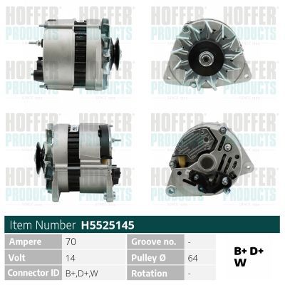 Kintamosios srovės generatorius HOFFER H5525145