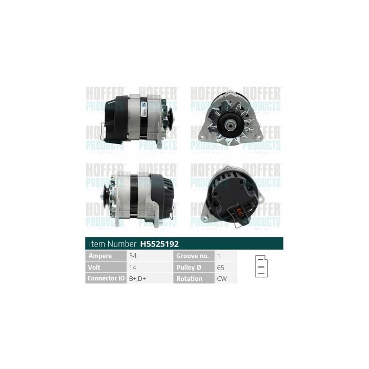 Kintamosios srovės generatorius HOFFER H5525192