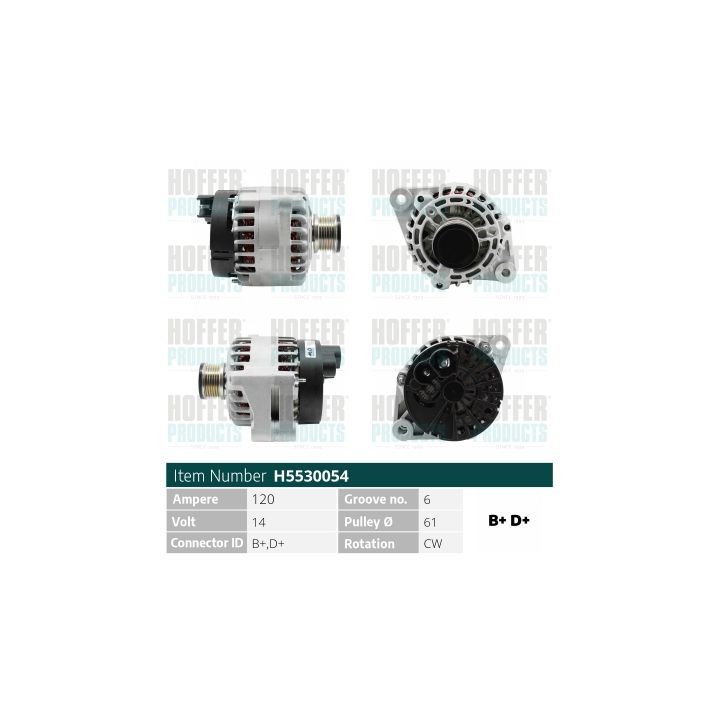 Kintamosios srovės generatorius HOFFER H5530054
