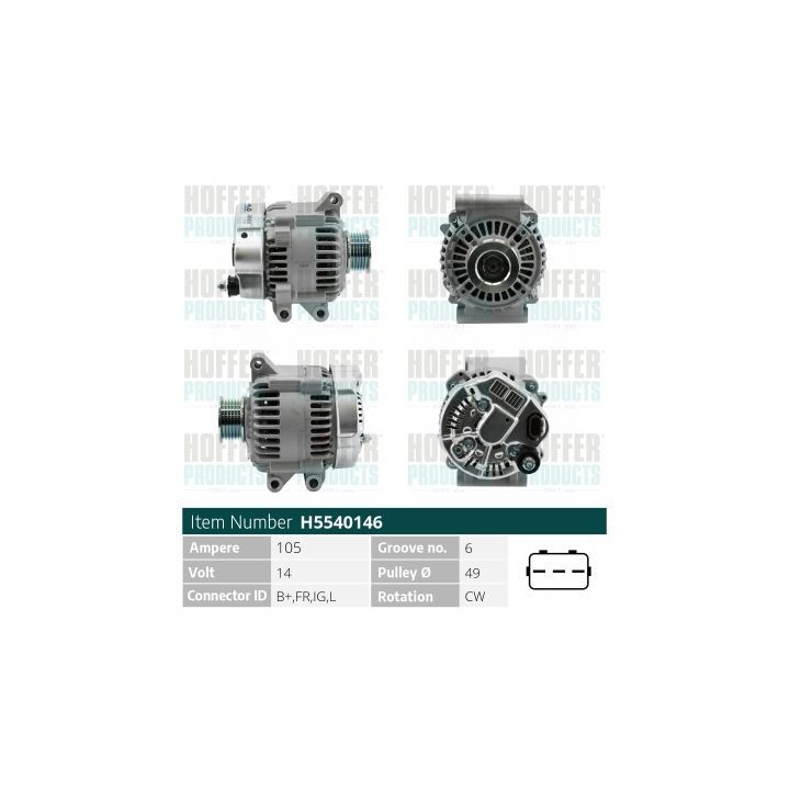 Kintamosios srovės generatorius HOFFER H5540146