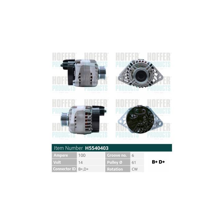 Kintamosios srovės generatorius HOFFER H5540403