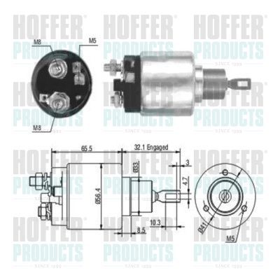 Solenoidinis jungiklis, starteris HOFFER 46003