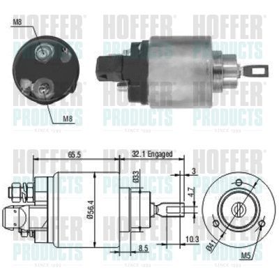 Solenoidinis jungiklis, starteris HOFFER 46004