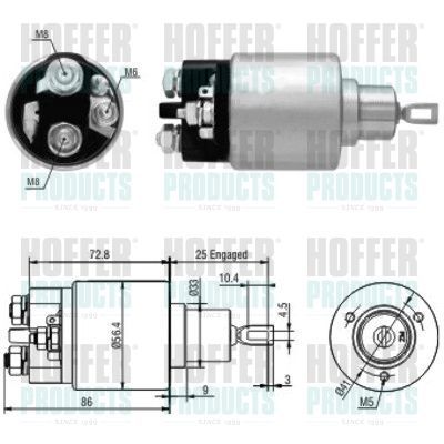 Solenoidinis jungiklis, starteris HOFFER 46010