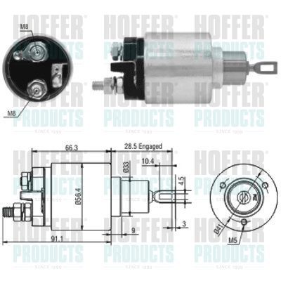 Solenoidinis jungiklis, starteris HOFFER 46033