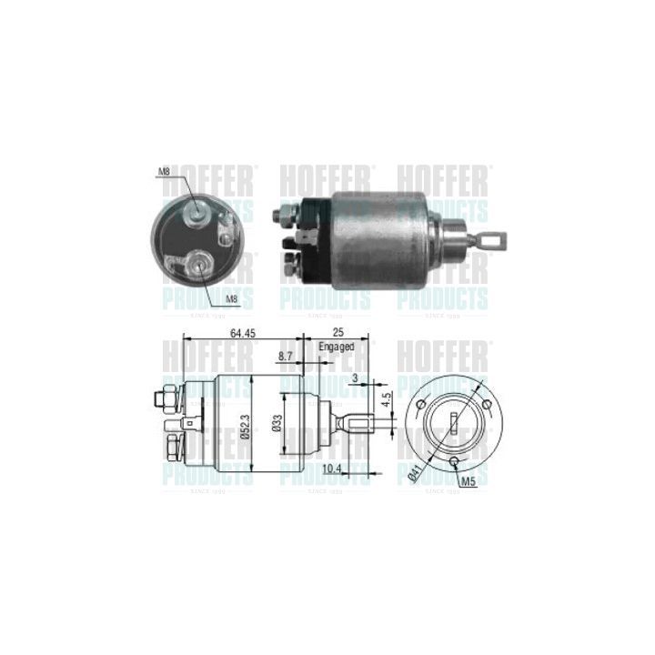 Solenoidinis jungiklis, starteris HOFFER 46041