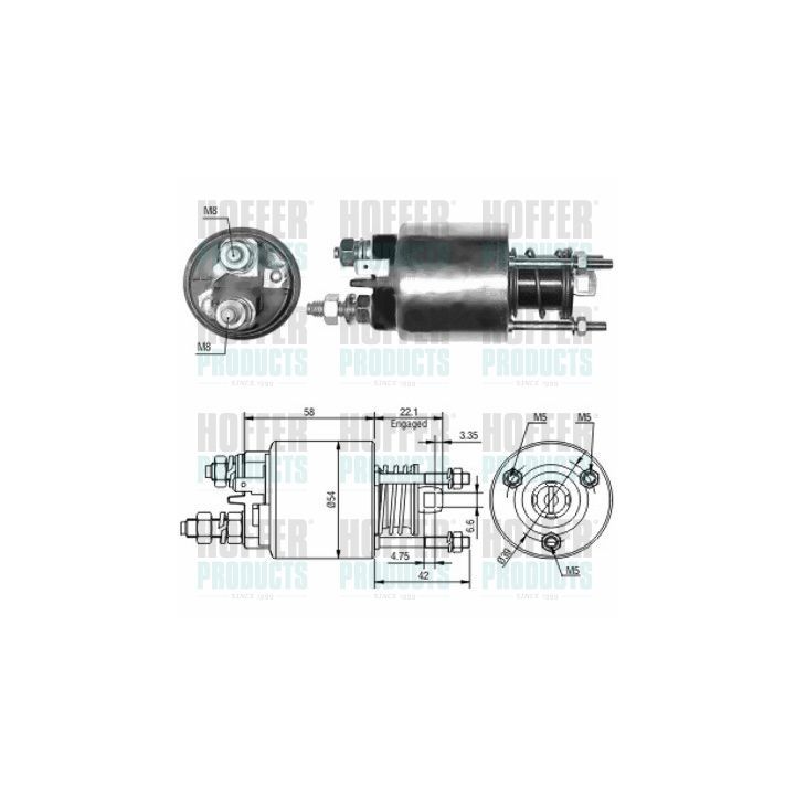 Solenoidinis jungiklis, starteris HOFFER 46047