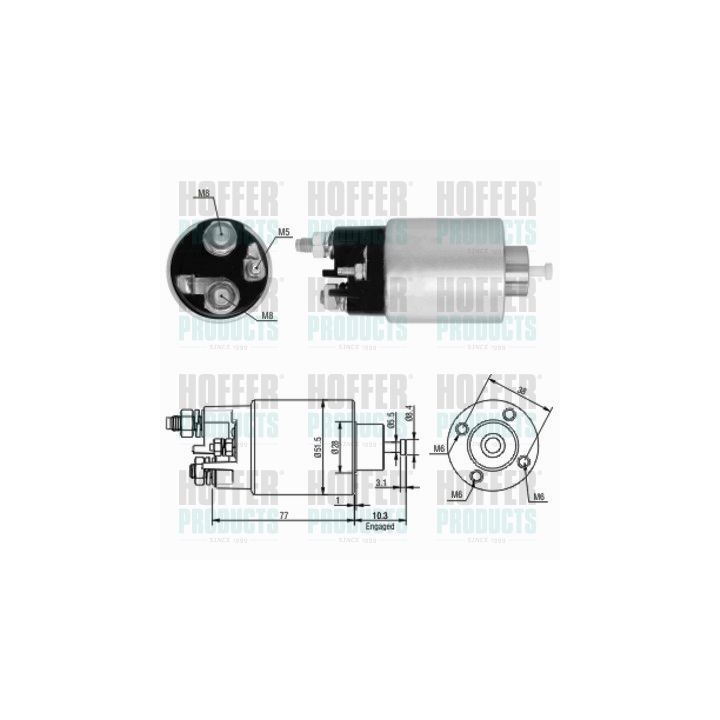 Solenoidinis jungiklis, starteris HOFFER 46058