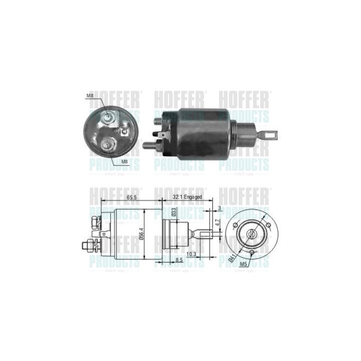 Solenoidinis jungiklis, starteris HOFFER 46067