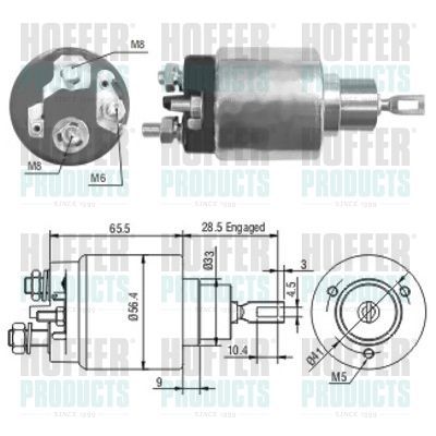 Solenoidinis jungiklis, starteris HOFFER 46072