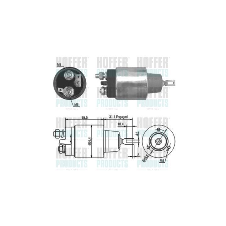 Solenoidinis jungiklis, starteris HOFFER 46073