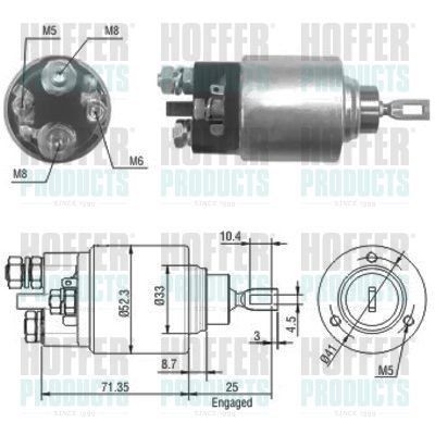 Solenoidinis jungiklis, starteris HOFFER 46075