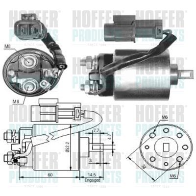 Solenoidinis jungiklis, starteris HOFFER 46088