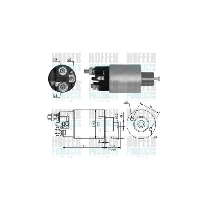 Solenoidinis jungiklis, starteris HOFFER 46099