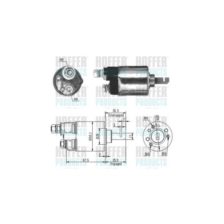 Solenoidinis jungiklis, starteris HOFFER 46112