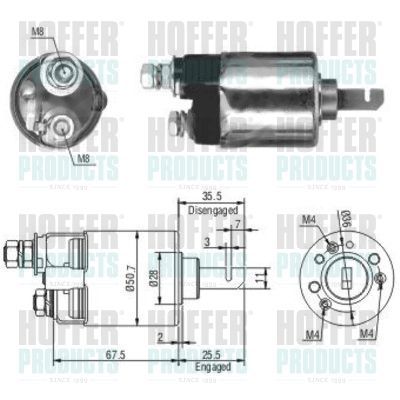 Solenoidinis jungiklis, starteris HOFFER 46112