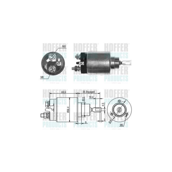 Solenoidinis jungiklis, starteris HOFFER 46115