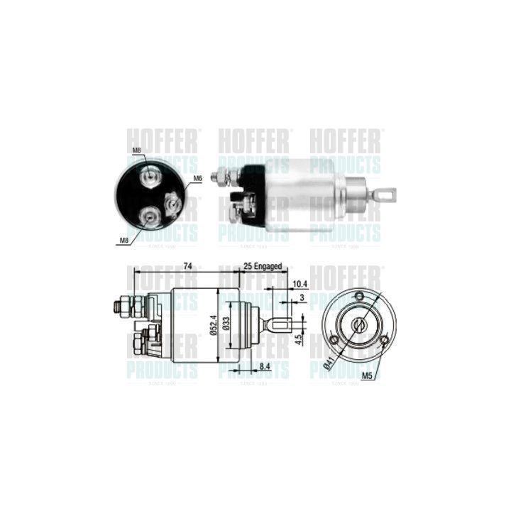 Solenoidinis jungiklis, starteris HOFFER 46129