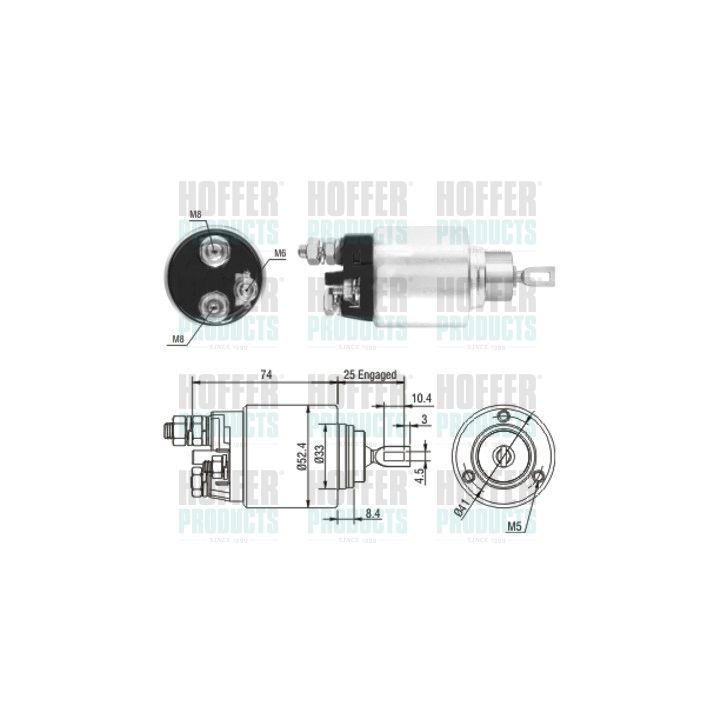 Solenoidinis jungiklis, starteris HOFFER 46144