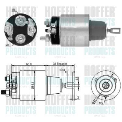 Solenoidinis jungiklis, starteris HOFFER 46146