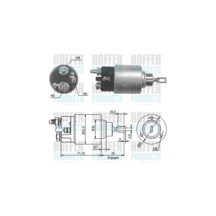Solenoidinis jungiklis, starteris HOFFER 46153