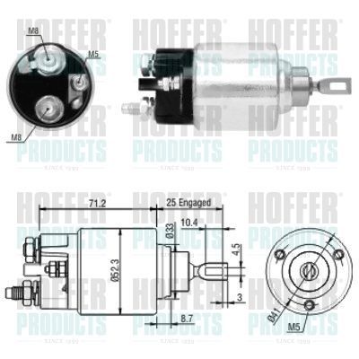 Solenoidinis jungiklis, starteris HOFFER 46154