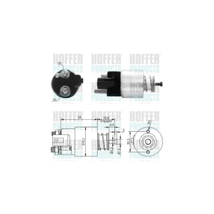 Solenoidinis jungiklis, starteris HOFFER 46155