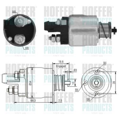 Solenoidinis jungiklis, starteris HOFFER 46158