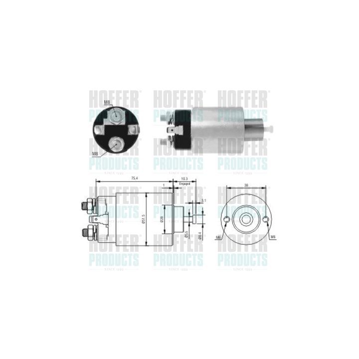 Solenoidinis jungiklis, starteris HOFFER 46167