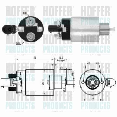 Solenoidinis jungiklis, starteris HOFFER 46172