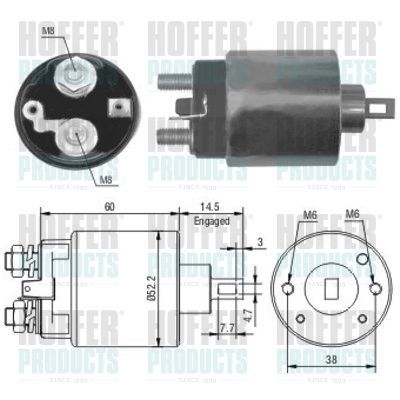Solenoidinis jungiklis, starteris HOFFER 46174