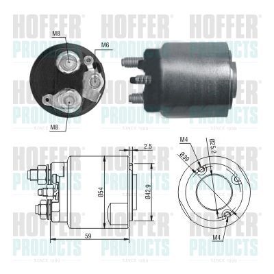 Solenoidinis jungiklis, starteris HOFFER 46203