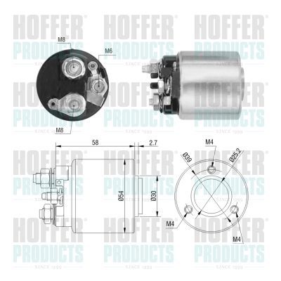 Solenoidinis jungiklis, starteris HOFFER 46212