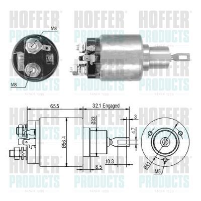 Solenoidinis jungiklis, starteris HOFFER 46243
