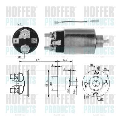 Solenoidinis jungiklis, starteris HOFFER 46282