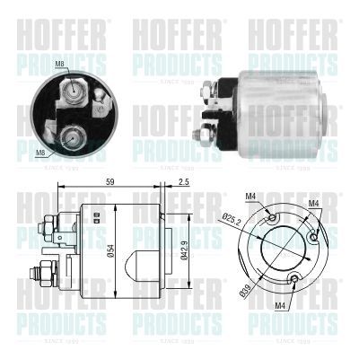 Solenoidinis jungiklis, starteris HOFFER 46295