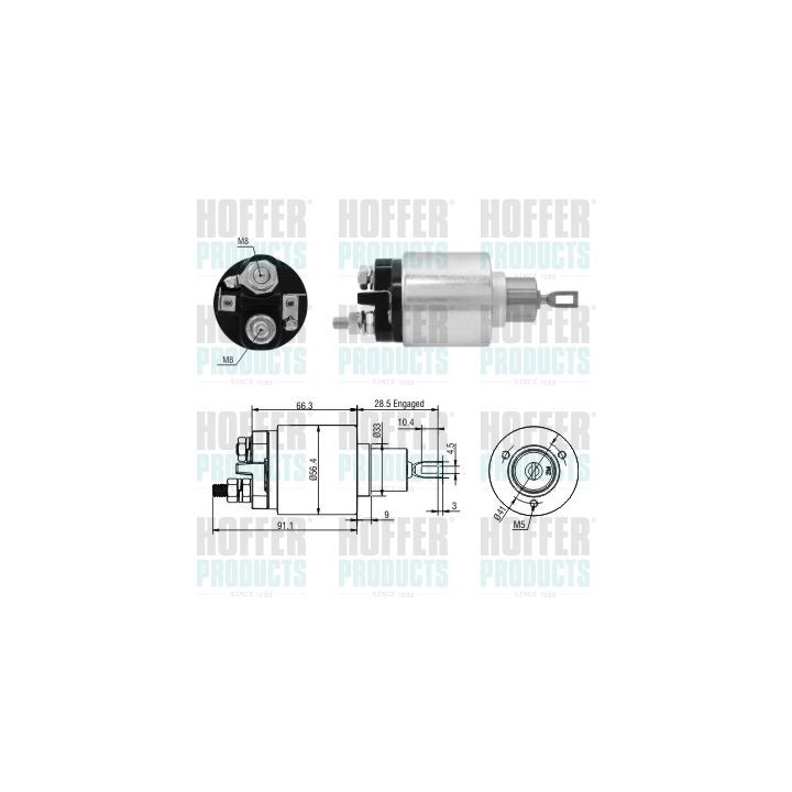 Solenoidinis jungiklis, starteris HOFFER 46303