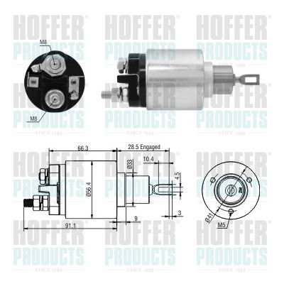 Solenoidinis jungiklis, starteris HOFFER 46303