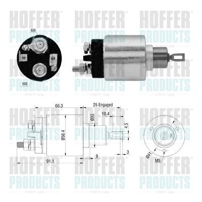 Solenoidinis jungiklis, starteris HOFFER 46306