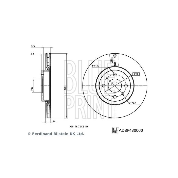 Stabdžių diskas BLUE PRINT ADBP430000