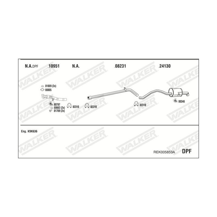 Išmetimo sistema WALKER REK005853A