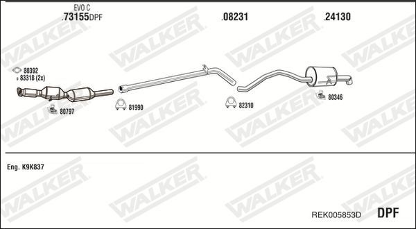 Išmetimo sistema WALKER REK005853D