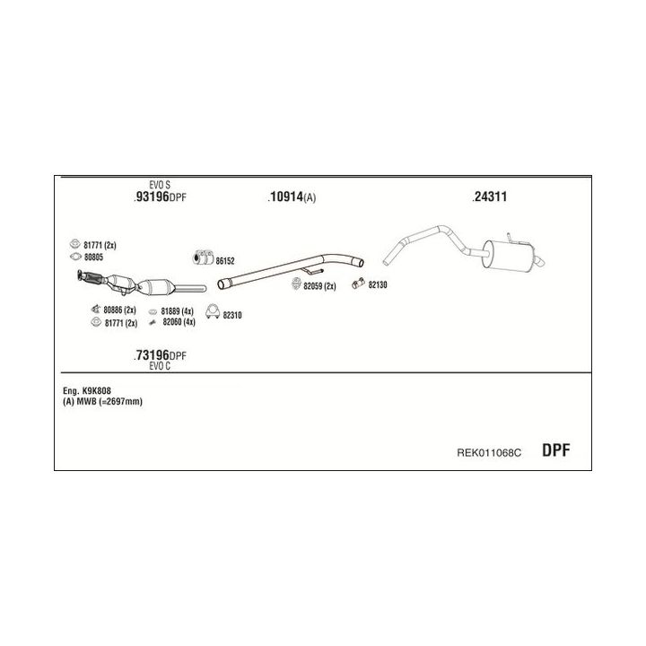 Išmetimo sistema WALKER REK011068C