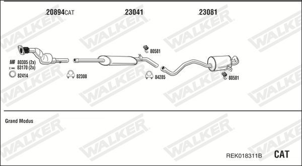 Išmetimo sistema WALKER REK018311B