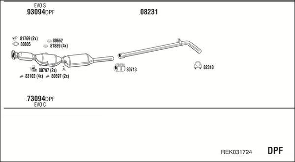Išmetimo sistema WALKER REK031724